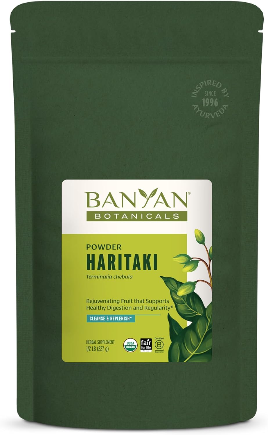 Banyan Botanicals Haritaki Powder – Organic Terminalia Chebula – Ayurvedic Digestion Supplement that Supports Gentle Cleansing* – ½ lb. – Non-GMO Sustainably Sourced Certified Fair for Life Fair Trade
