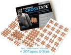 K-Tape Cross-Tape Mixed Sizes, Tapes for Crosspuncture Therapy Trigger Points, Acupuncture Points, Tense Muscles, Sore Joints - 5 Sheets, 35 Cross-Tapes
