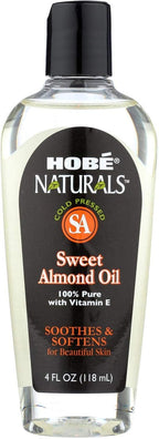 Hobe Labs Hobe Naturals Sweet Almond Oil - 4 fl oz - 100% Pure with Vitamin E