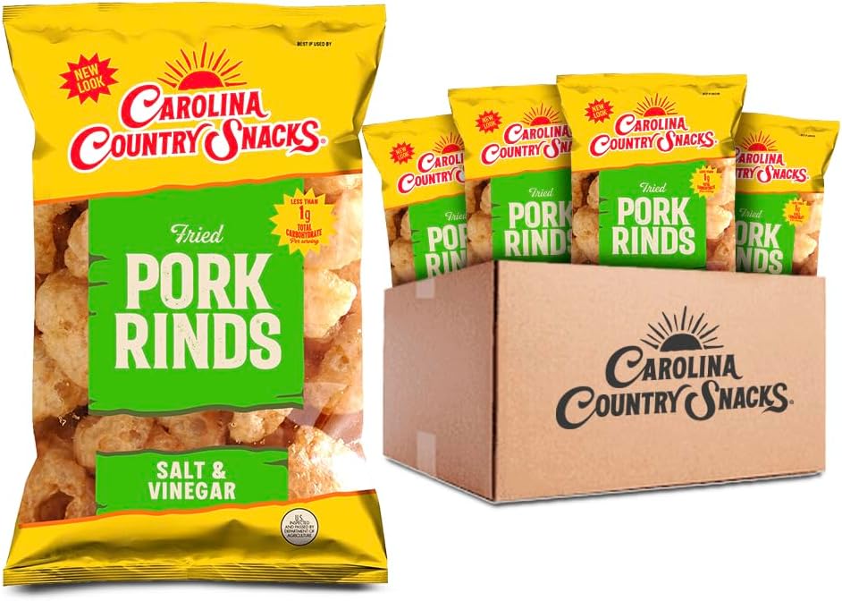 Carolina Country Snacks - Fried Pork Rinds Salt & Vinegar 1.75 oz (50g) | Bold Flavor, Crunchy Delight