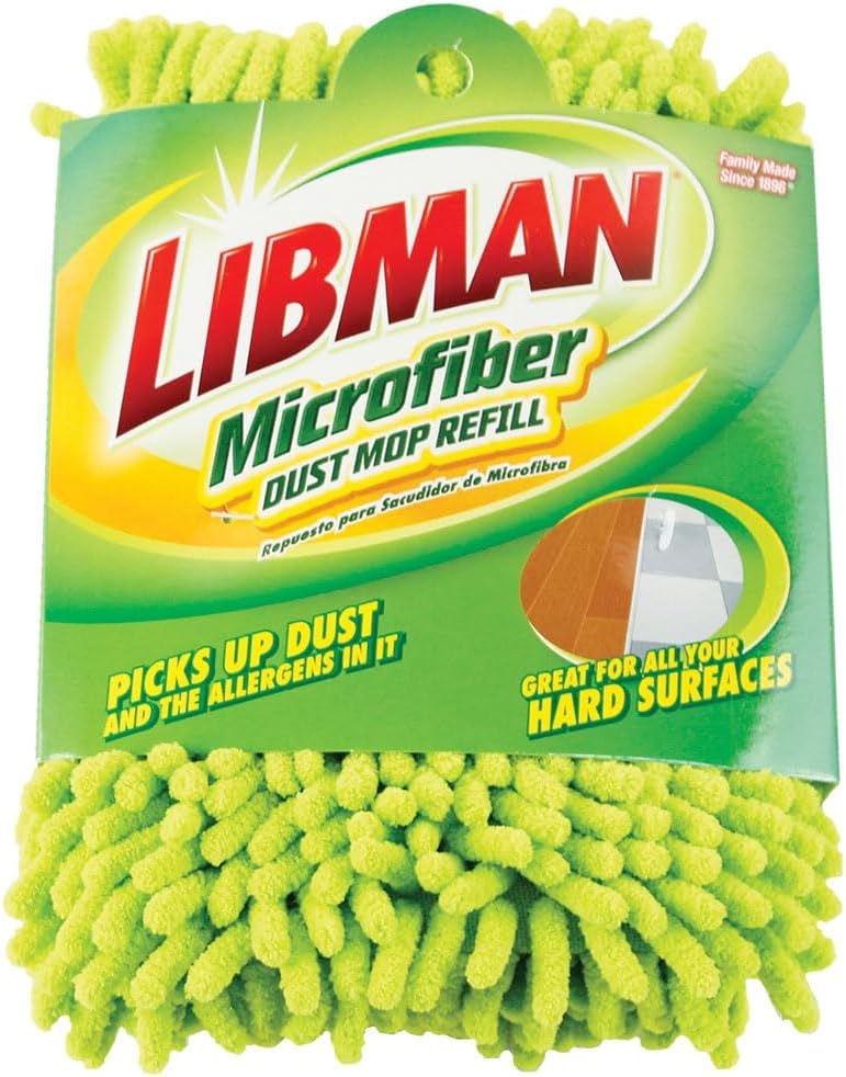 Libman Commercial 196 Microfiber Dust Mop Refill, Microfiber, 6.5" x 18.5", Yellow (Pack of 6)