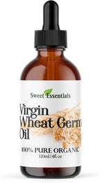 100% Organic Unrefined Wheat Germ Oil | Imported From Italy | 4oz Glass Bottle | 100% Pure - Virgin | Cold-Pressed | Natural Moisturizer for Skin, Hair and Face | Stretch Mark Relief - NON GMO