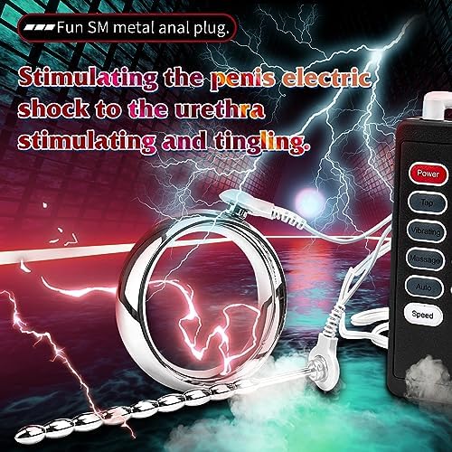Urethral Sounds Dilators Penis Electric Shock Penis Plugmulti-Frequency Stretcher Screw Penis Plug for Male Masturbation Sex Toys for Men Adult Sex Products with Cock Ring(40mm)