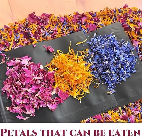 Premium Gourmet Edible Flower Trio - 100% Natural Dried Rose, Cornflower & Calendula Petals Mix | Culinary Grade for Cocktails, Baking, Desserts & Cake Decor | Gluten-Free | 1.05oz/30g Jar