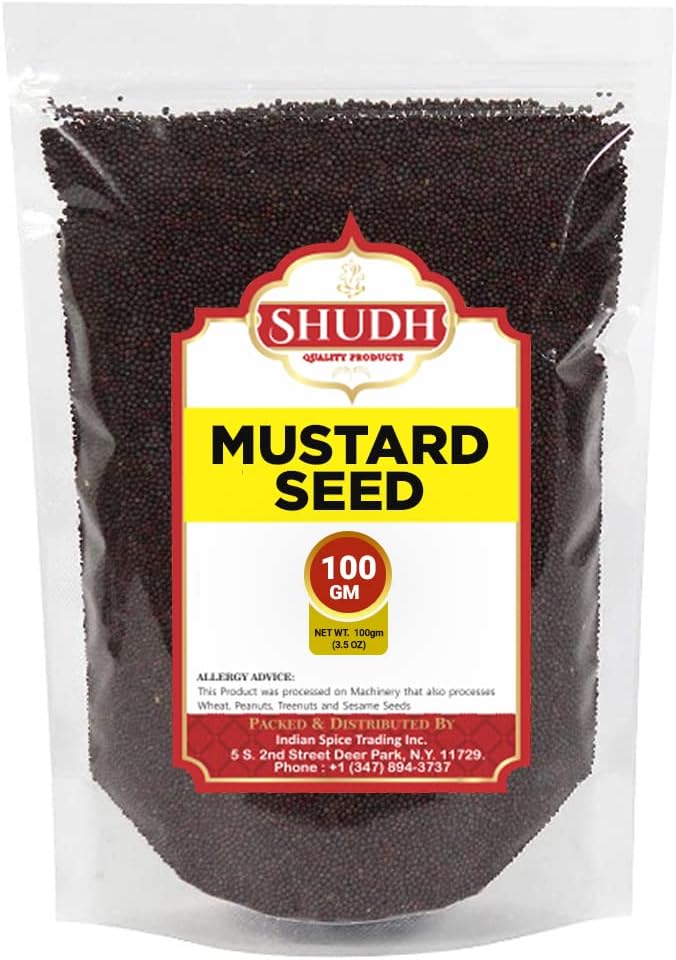 SHUDH BLACK MUSTARD SEEDS 3.5 oz | 100GM | Whole Spice (Kali Rai) ~ All Natural | Gluten Friendly | NON-GMO | Vegan | Indian Origin