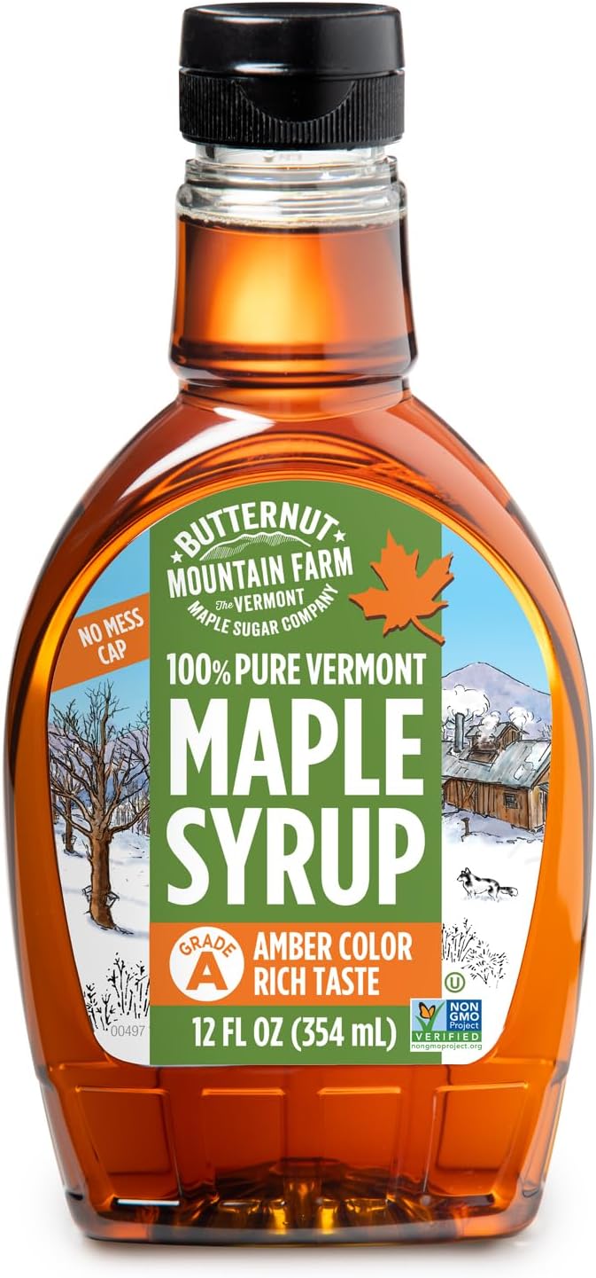 Butternut Mountain Farm Pure Maple Syrup Grade A Amber Rich PET Bottle, 12 Fl Oz