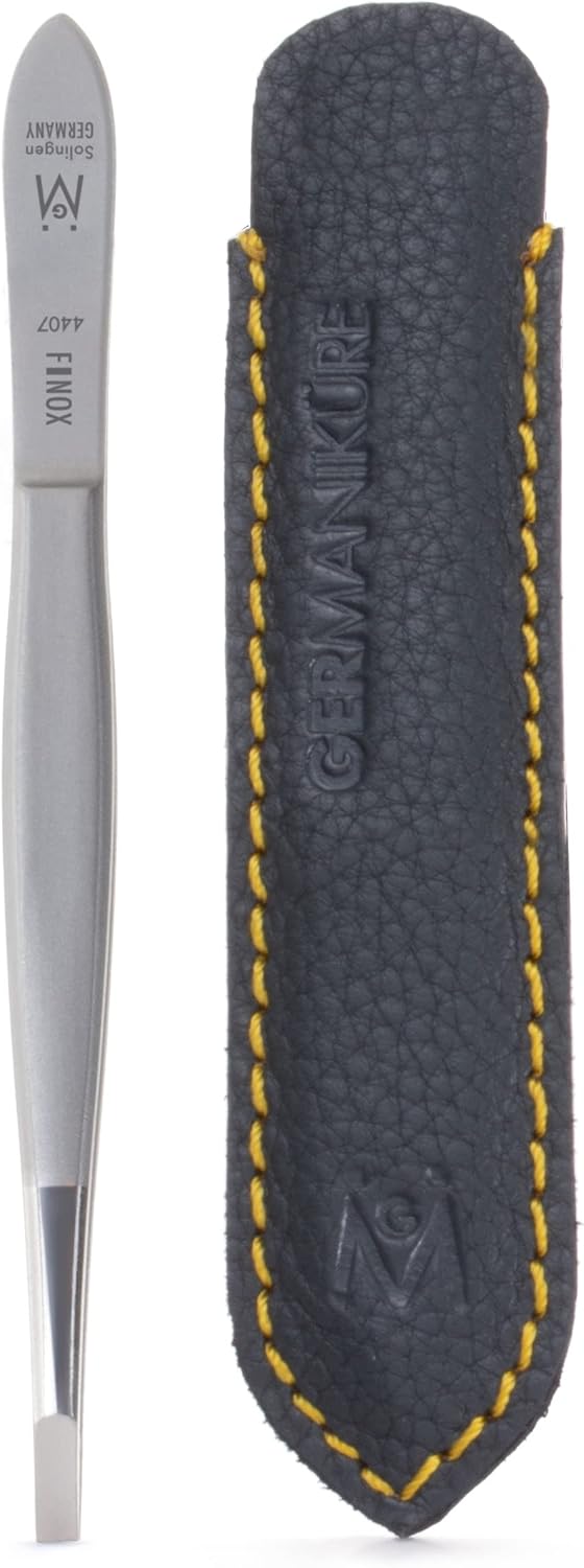 GERMANIKURE Straight Tweezers in Leather Case - Made in Solingen Germany
