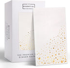 Stylish Gold Dinner Napkins, 100 White and Gold Napkins, Disposable Party Napkins, 7.5x4.25 Inch Wedding Napkins for Reception, 3-Ply Dinner Napkins, Disposable Napkins for Party, Gold Paper Napkins