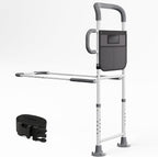 HOMEAL Bed Rails for Elderly Adults Safety - Adjustable Bed Assist Rails for Seniors, Adult Bed Guard Rail with Non-Slip Ergonomic Handle,Storage Pocket & Fixing Strap, 350 Tested (Grey, Long)