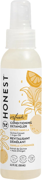The Honest Company Conditioning Hair Detangler, Tear-Free, Hypoallergenic, Leave-In Conditioner and Fortifying Spray, Citrus Vanilla Refresh, 4 fl oz
