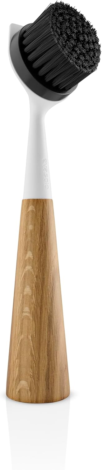 EVA SOLO | Dish Brush Oak Nylon White | Effortless Washing-Up Brush for Stubborn Debris | Easy to Clean & Store | Removeable Brush Head | White