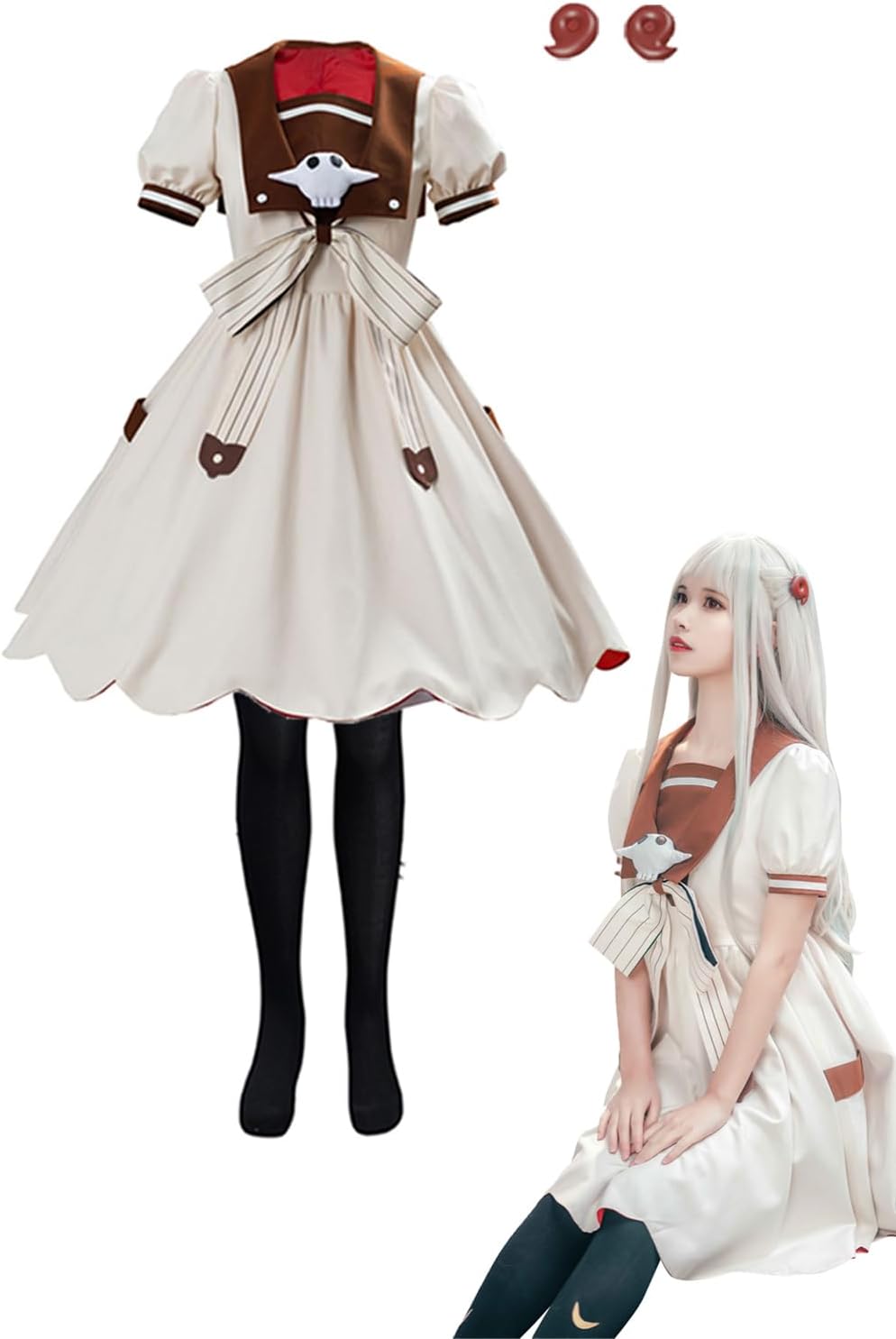 Gosbeliy Womens Nene Yashiro Cosplay Costume Toilet Bound Hanako kun Yashiro Dress with Accessories