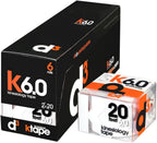 K6.0 Kinesiology Tape - 2in x 20ft White (6 Rolls) Latex-Free Hypoallergenic Joint Muscle Sports Medical Injury Support