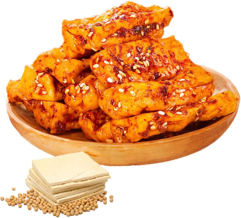 Dried tofu ,Spicy dried tofu（3.52oz/100g）, ready to eat spicy tofu in open bags, snacks and office snacks