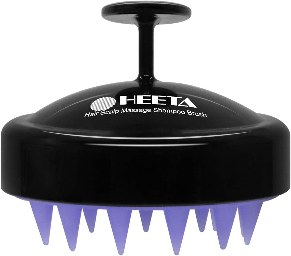 HEETA Scalp Massager Hair Growth, Soft Silicone Scalp Scrubber Shampoo Brush for Exfoliation, Dandruff Removal Head Massage Stress Relax, Wet & Dry Use for Thick Thin Curly Hair Care, Black