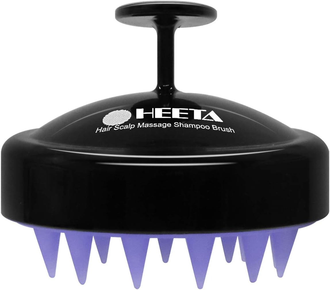HEETA Scalp Massager Hair Growth, Soft Silicone Scalp Scrubber Shampoo Brush for Exfoliation, Dandruff Removal Head Massage Stress Relax, Wet & Dry Use for Thick Thin Curly Hair Care, Black