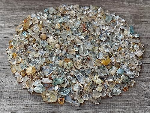 WHOLESALE Natural Semi Tumbled Lemon Topaz Gemstone Chips, Lemon Topaz Crushed Mini Crystals, Undrilled Crystal Chips (Lemon Topaz, 1 Pound)