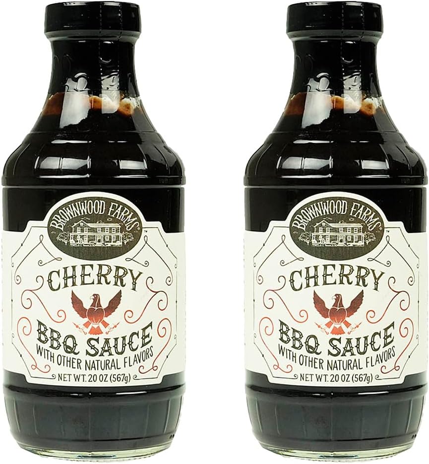 Cherry BBQ Sauce - Brownwood Farms - 20 oz, 2 pack - Sweet & Tangy Flavors - Gluten Free Barbecue Spread for Meats, Veggies & Other Foods