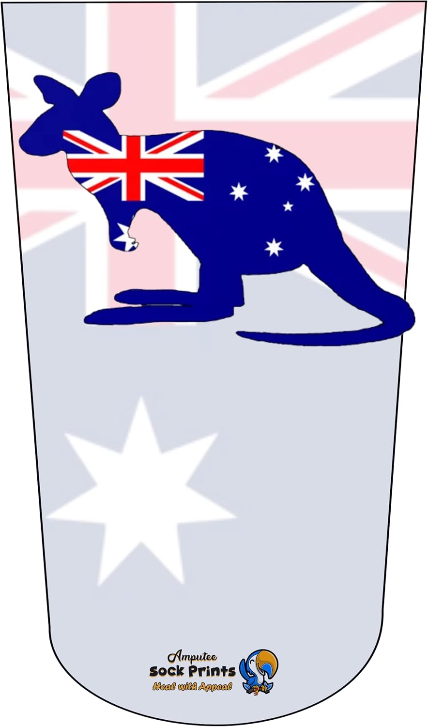 Amputee Stump Sock, Australian Map Flag V1, 3Ply Stump Sock