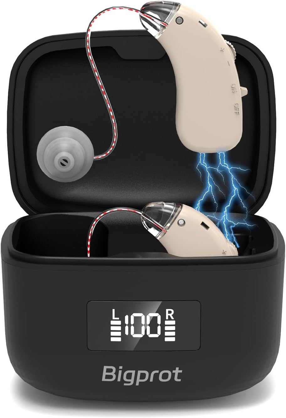 OTC Hearing Aids for Seniors, 2026 Rechargeable Digital Sound Amplifier with Noise Cancelling for Adults, Lightweight Beginner-Friendly Hearing Aids for People Hard of Hearing (Black)