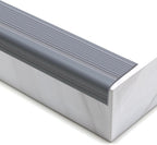 Trimold Vinyl Anti-Slip Stair Nosing, Self Adhesive Non-Slip Staircase Step, Flexible Rubber Treads Edge Protector Molding Trim for Outdoor & Indoor Uses (16.4ft, Gray)