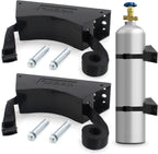 2PCS Propane Tank Holder, Gas Cylinder Wall Mounted Bracket, ABS Holder with Screws and Safety Chain Supported 4"-12", Suitable for RV Water Softener (Black)