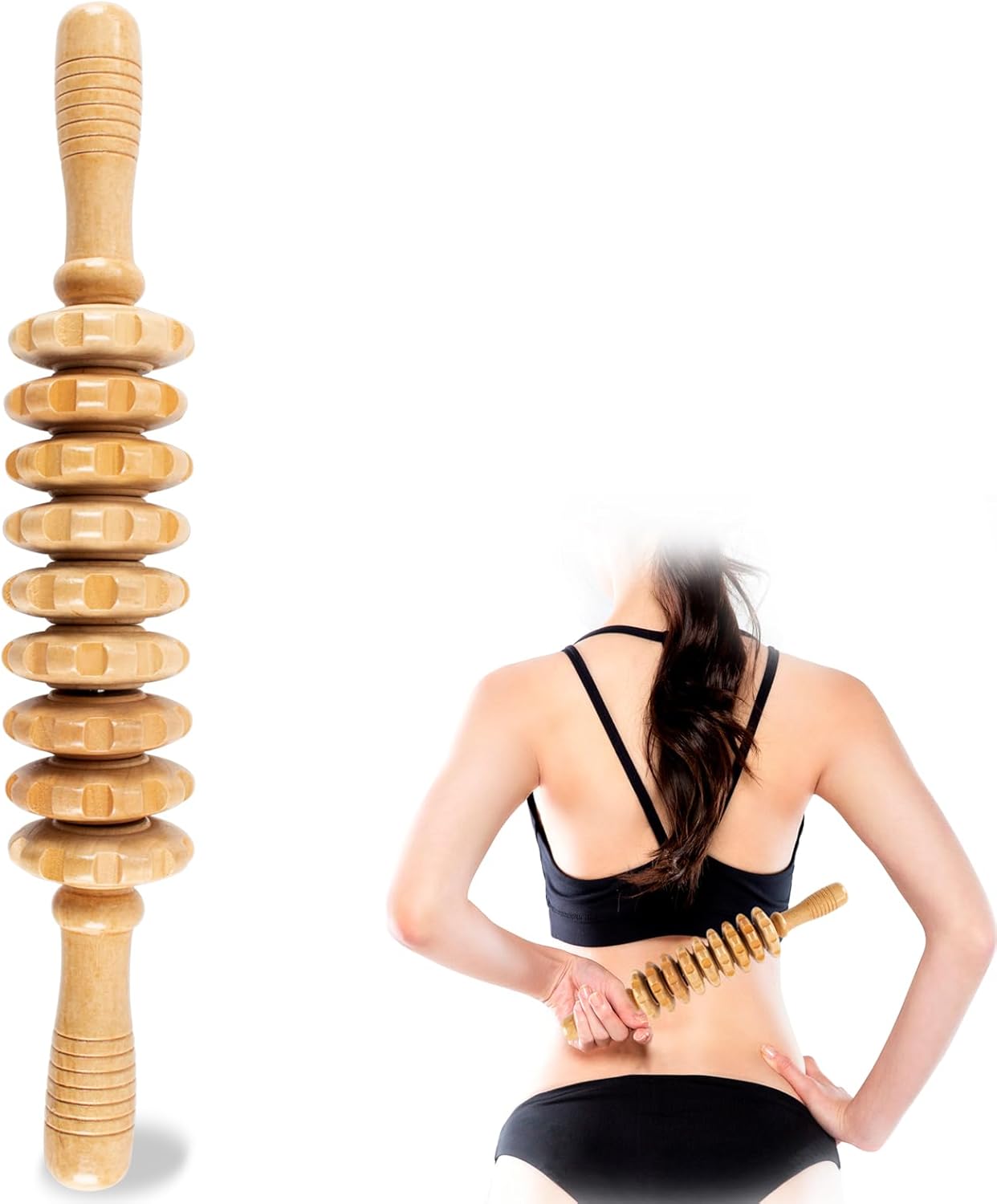 KintKita Wood Therapy Massage Tools,Wooden Massager Stick Roller Lymphatic Drainage Tool,Maderoterapia Kit Self Massage Roller Tool for Cellulite Reduction,Muscle Tension and Body Shaping,Contouring