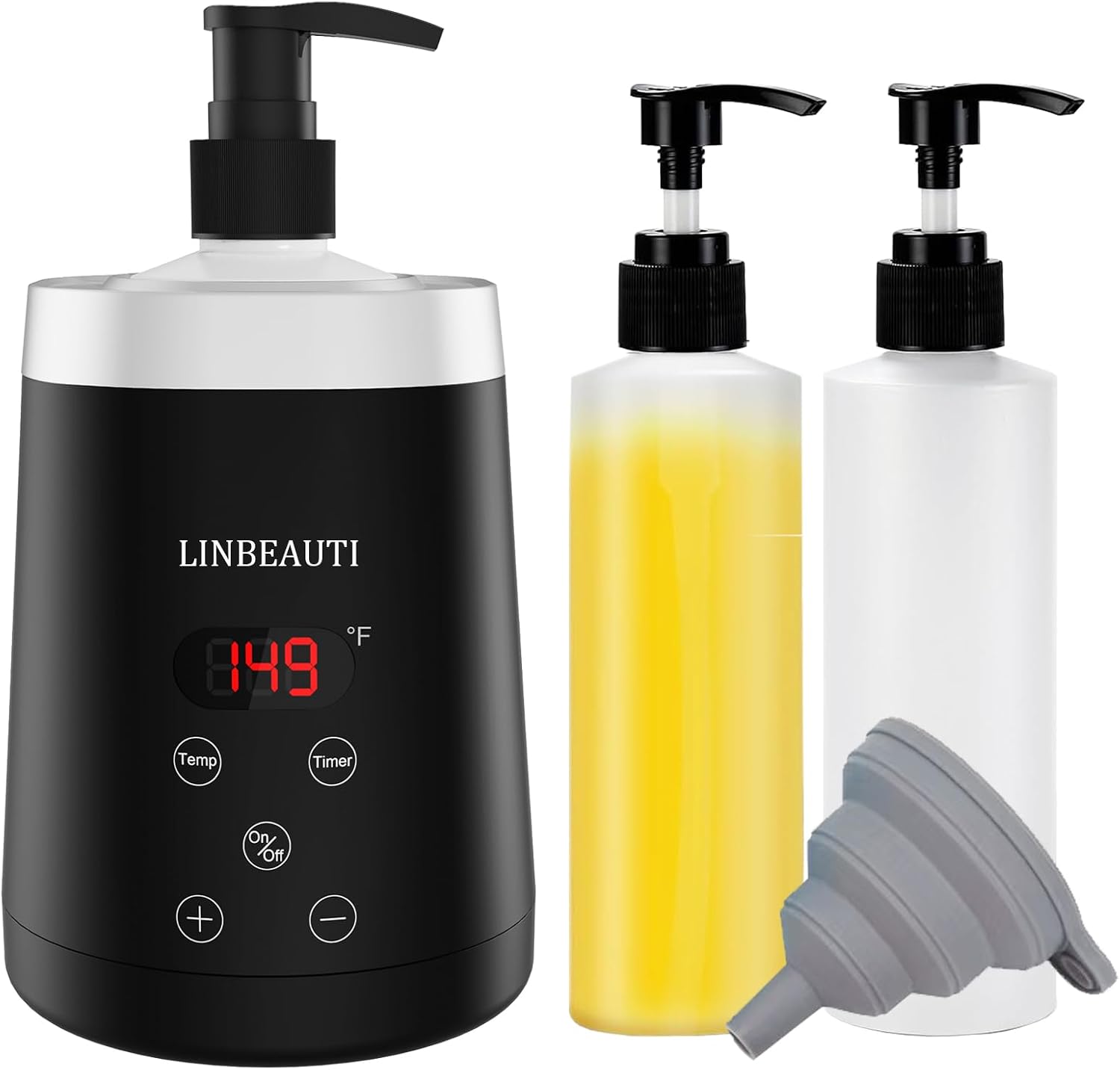 Massage Oil Warmer Bottle Electric Lotion Digital Heater for SPA, Automatic Oil Warmer Heated Oil Lotion Cream for Salon, Barber Shops, Home, with Two Oil Bottle Dispenser