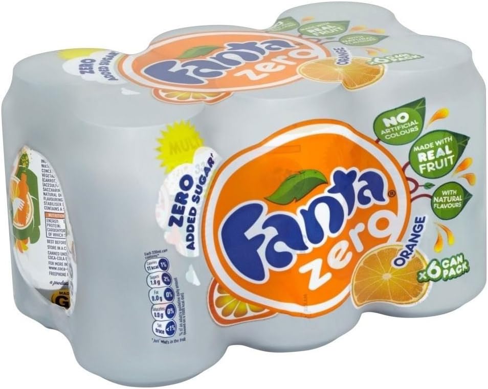 Fanta Orange Zero Added Sugar (6x330ml) - Pack of 2