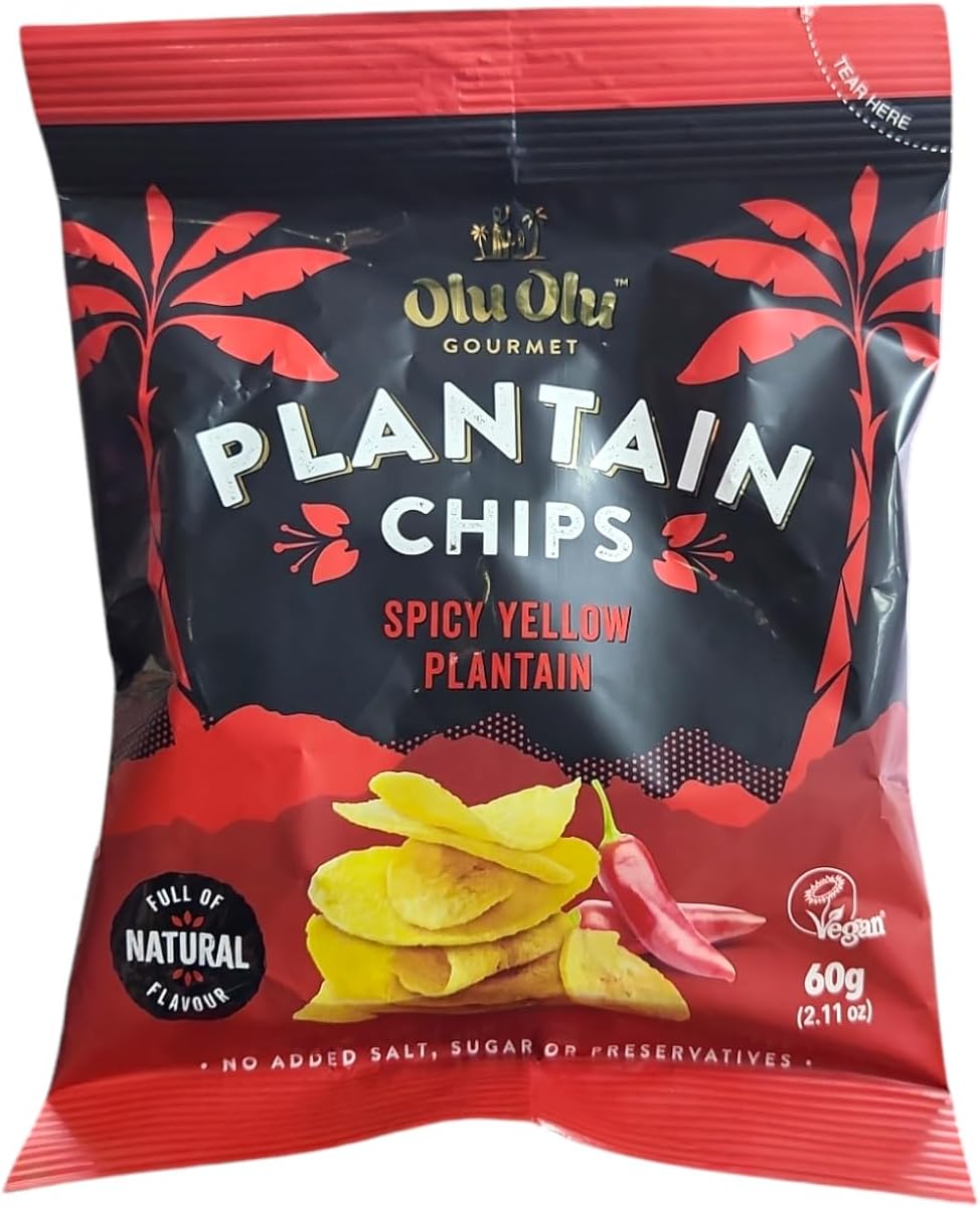 Olu Olu Yellow Plantain Chips Chili Flavor - Pack of 4