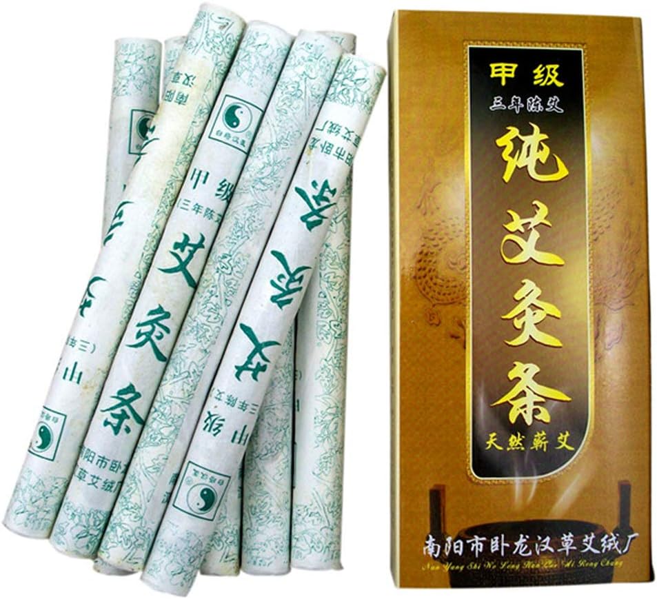 Moxa Sticks Natural Mugwort Rolls Pure Handmade 3-Years Purity Wormwood for Moxibustion （10 per Box）