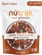 NuTrail Nut Granola Cereal, Dark Chocolate, No Sugar Added, Keto, Low Carb, Gluten Free, Grain Free, Healthy Breakfast 8 oz. 1 Count
