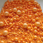Edible Orange Pearl Sugar Sprinkles Candy Mix Size Baking Edible Cake Decorations Cupcake Toppers Cookie Decorating Wedding Party Valentine Halloween Christmas Supplies 100g/3.53oz