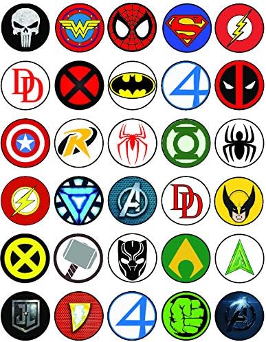 30 x Edible Cupcake Toppers Themed of Hero Power Collection of Edible Cake Decorations | Uncut Edible on Wafer Sheet