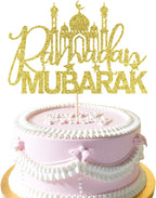 Gold Glitter Happy Eid Ramadan Kareem Cake Topper,Umrah Mubarak Cake Topper,Ramadan Muslim Islamic Decoration - Muslim Islam Eid Celebration Decoration