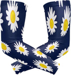 White Daisies Cooling Arm Sleeves for Men Women, UV Sun Protection Compression Sleeves, Arm Covers Breathable for Basketball Baseball Golf Cycling, Tattoo Cover(1 pair)