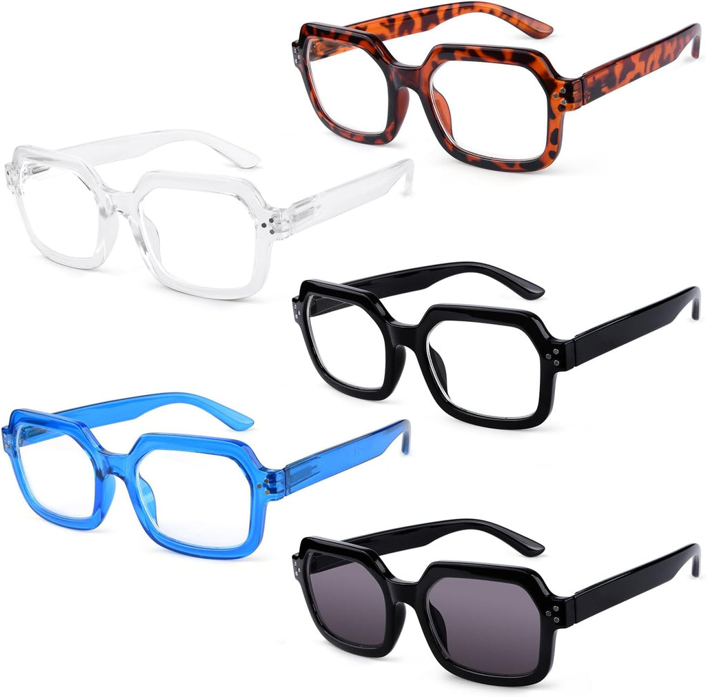 Eyekepper 5-pack Reading Glasses for Women Square Readers Large Frame