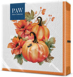 PAW - Paper Napkins (33 x 33 cm) I Pack of 20 3-Ply Paper Napkins I Disposable Napkins - Autumn, Pumpkins, Flowers I Pattern: Pumpkin Composition