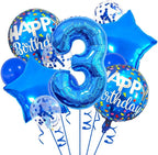 3rd Birthday Large Foil Balloons Blue， Balloon Decorations for 3rd Birthday Party Boys，Boys 2nd Birthday Party Decorations Supplies (Blue 3)