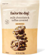 Milk Chocolate & Toffee Covered Mini Pretzels – Crunchy Snack Bites – Sweet & Salty Candy Treats – Resealable Bag – 6 oz