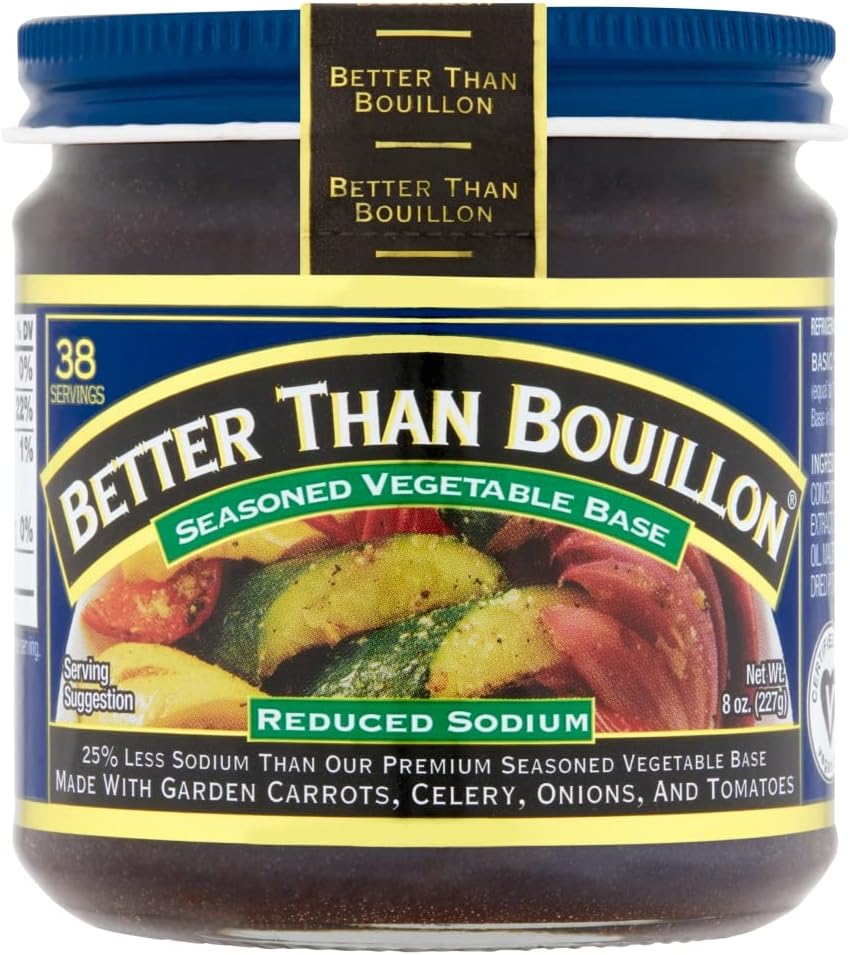 Better Than Bouillon All Natural Reduced Sodium Vegetable Base, Made with Seasoned Vegetables, Makes 9.5 Quarts of Broth, 38 Servings 8 Ounce (Pack of 1)