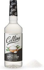 Collins Sugar Free Simple Syrup For Drinks, Allulose Coffee Syrups, Low Carb Cocktail Sweetener Keto 32oz. Set of 1