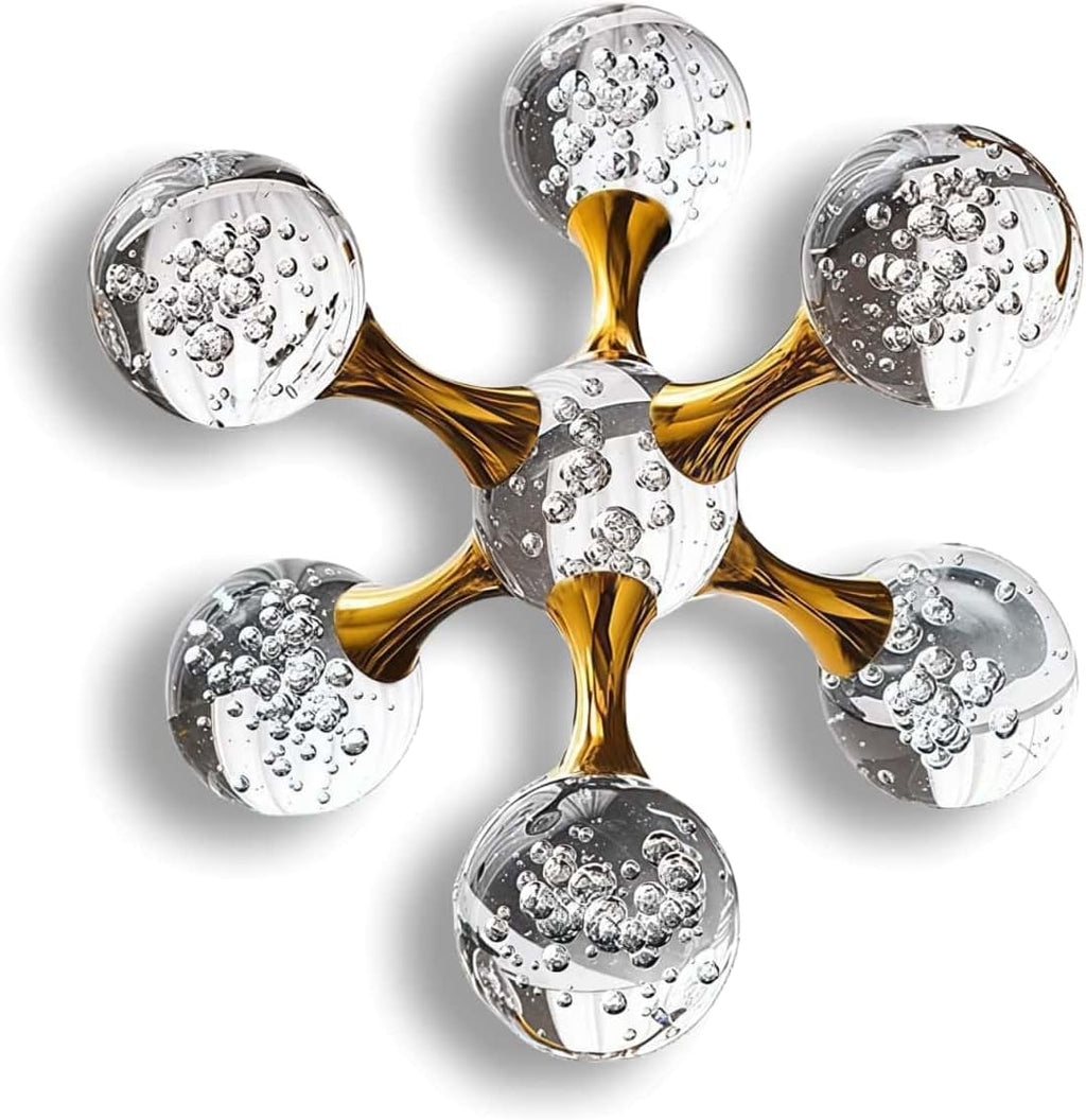 5.5 inch Gold Decor Sparkling Crystal Decorative Balls, Home Decor Living Room, Table Decorations for TV Stand, Entryway, Coffee Table, Office Desk, Shelf, Bedroom, Nightstand, Gifts for Women