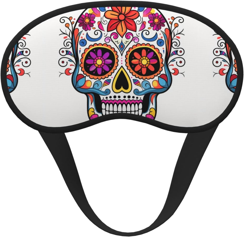 Sugar Skull Eye Mask for Sleeping Soft Satin Sleep Shade Cover Blindfold with Elastic Strap Travel Nap Blackout Eye Shade Cover for Women Men