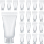 5ml Refillable Empty Tubes Bottles 20 Pcs Squeezable Sample Containers Translucent Surface Travel Sample Bottles for Toothpaste, Shampoo, Facial Cleanser, Lotion, Hand Cream
