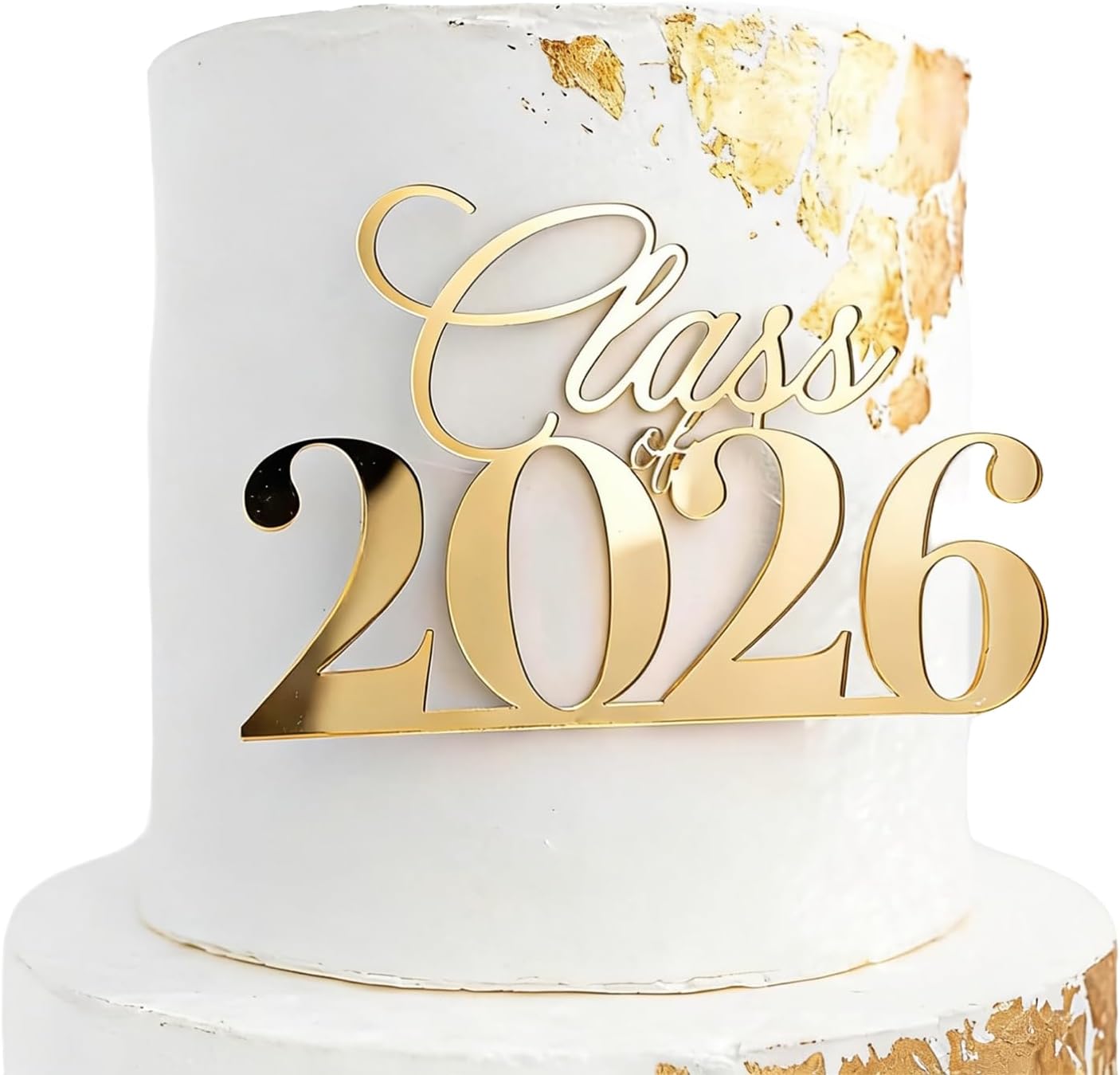 Class of 2026 Cake Topper, Acrylic Gold Graduation Cake Topper Cake Side Decoration for 2026 High School/College/Senior Graduation Party Cake Charm Decor Supplies