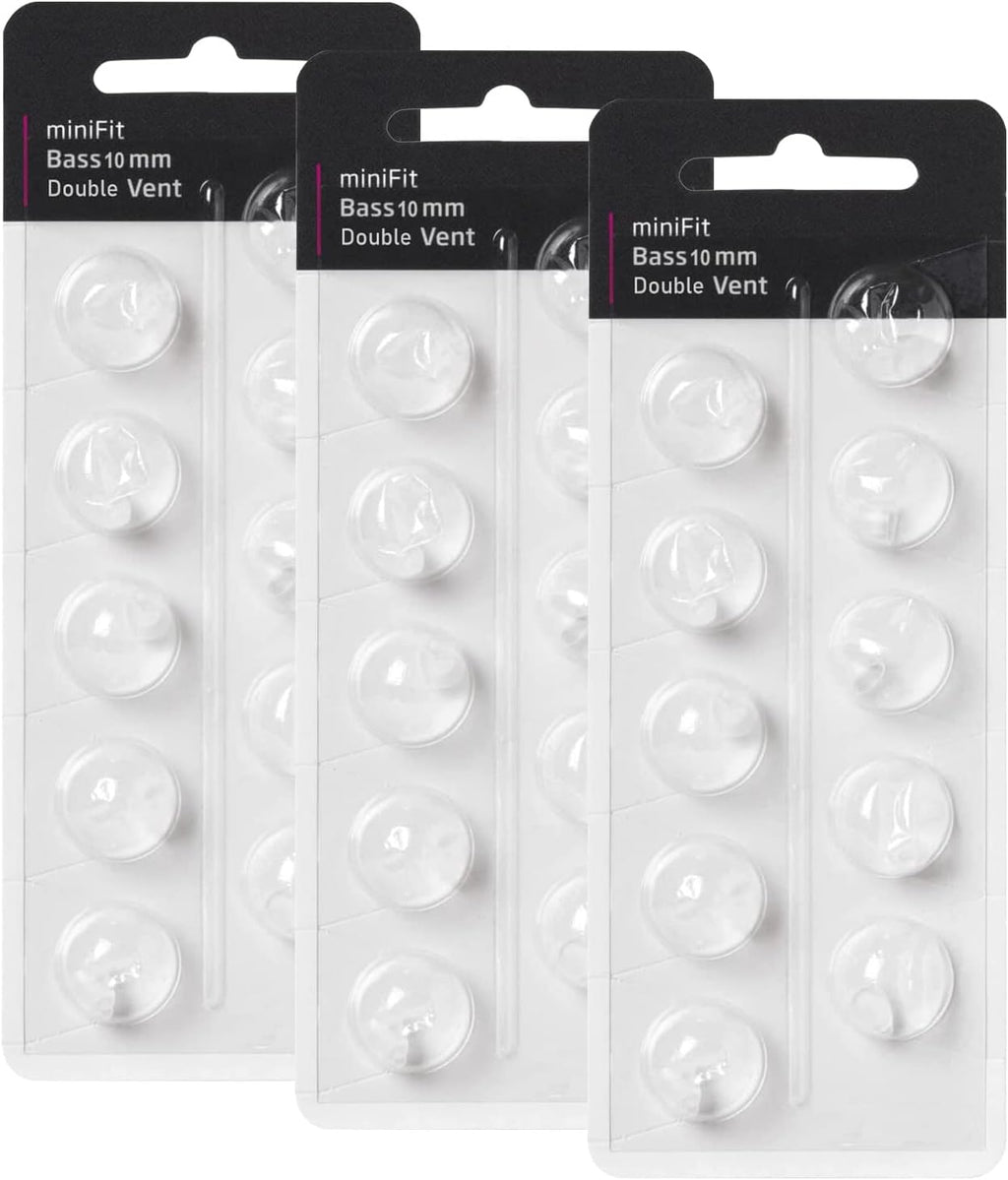 Hearing Aid Domes for Oticon MiniFit Double Vent Bass Domes: 3 Packs (10mm), Universal Domes for Oticon Hearing Aid Supplies