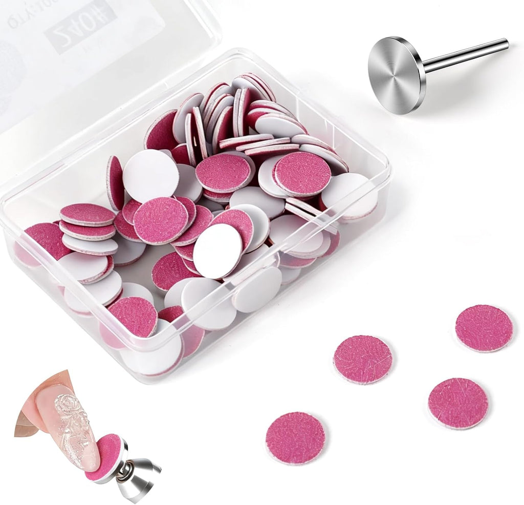 BQAN Sanding Paper Discs Replacement for Nail Drill Tips – 100Pcs 240# Sandpaper Pads with 15mm Mandrel Bit for Manicure, Nail Extension Shaping and Polishing