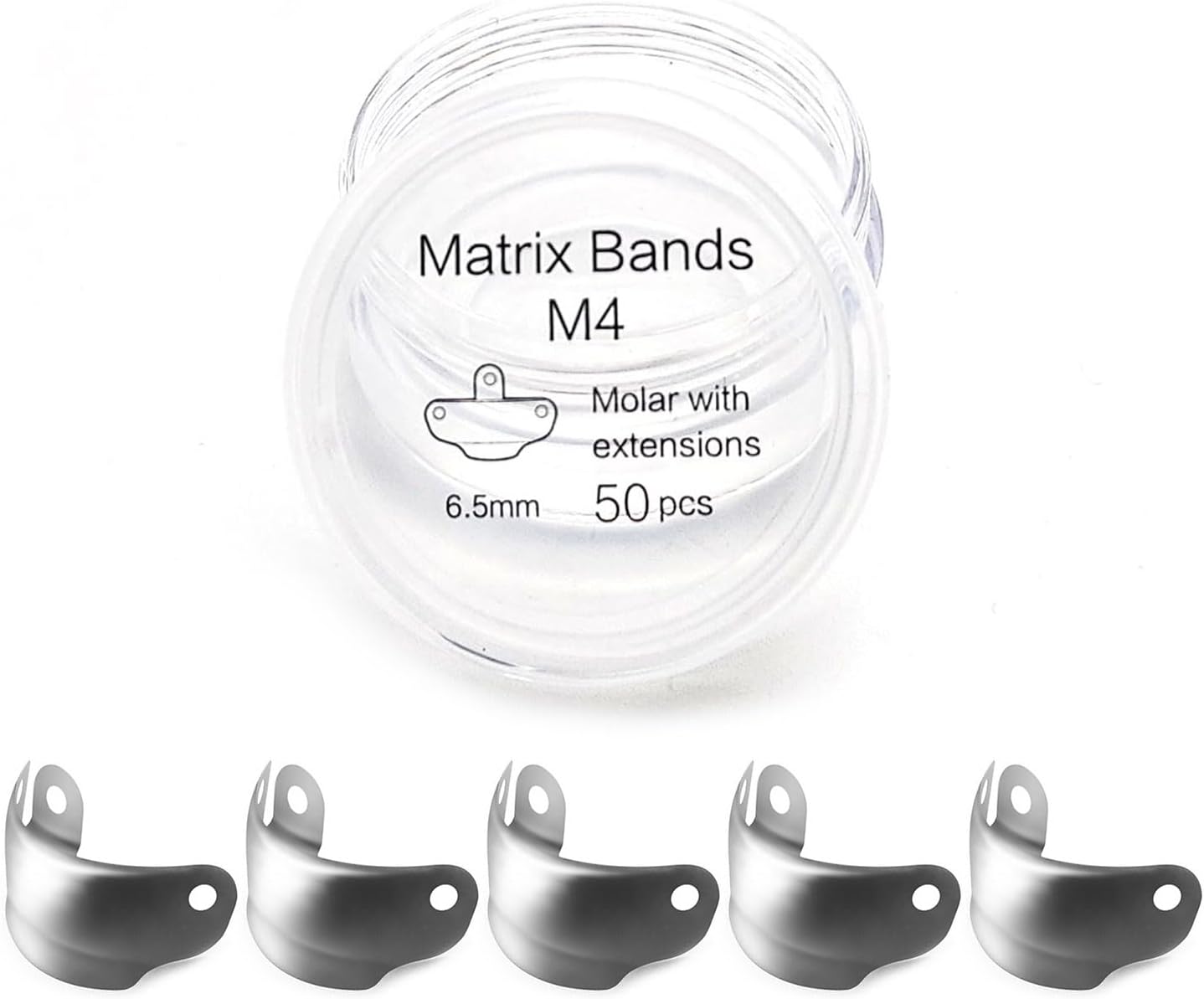 Dental Sectional Matrix System Dental Matrix Ring and Band Set, Dental Sectional Matrix Bands Ring, Dental Clip Clamp Ring, Matrix Bands for Dental Restorations.-6.5mm50pcs