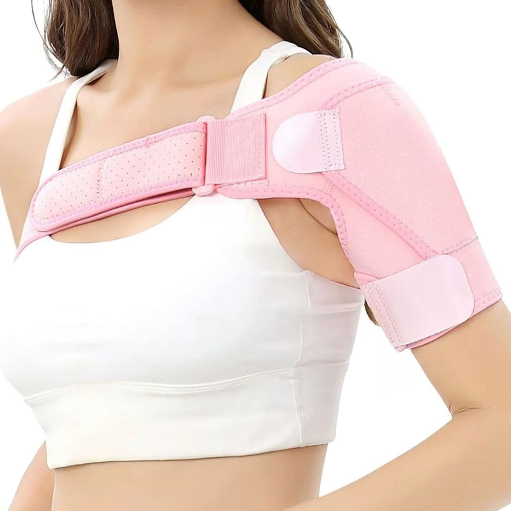 Unisex Shoulder Brace for Torn Rotator Cuff,Arm Sling Shoulder Immobilizer,Shoulders Compression Sleeve and Support For Pain Relief,Adjustable,Suitable for Both Left and Right Arms (Pink, Large)